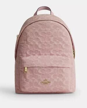 B1-008 Coach Taylor Backpack in Signature Pink Denim CER70 NWT